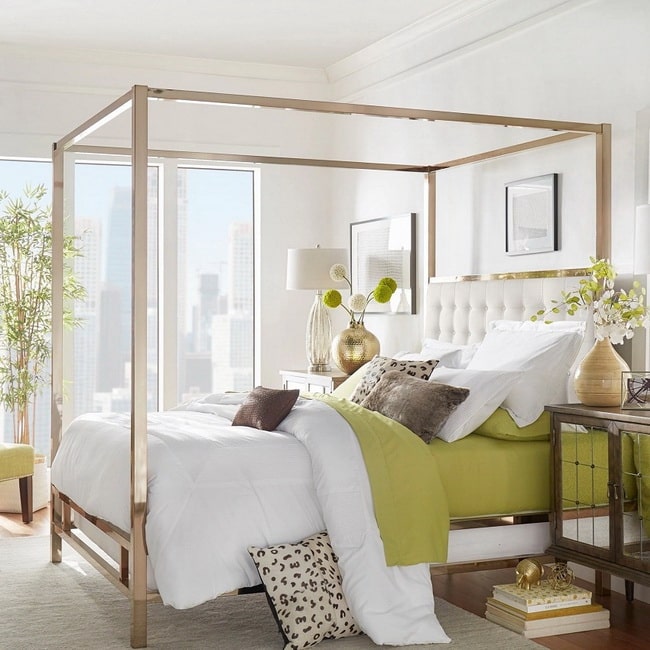 Dormitorio de revista en verde