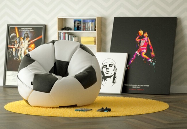 Puff con forma de balón de futbol