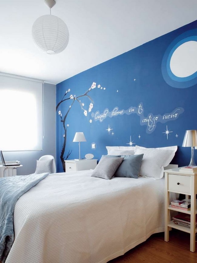 Ideas para pintar la pared del cabecero en color azul