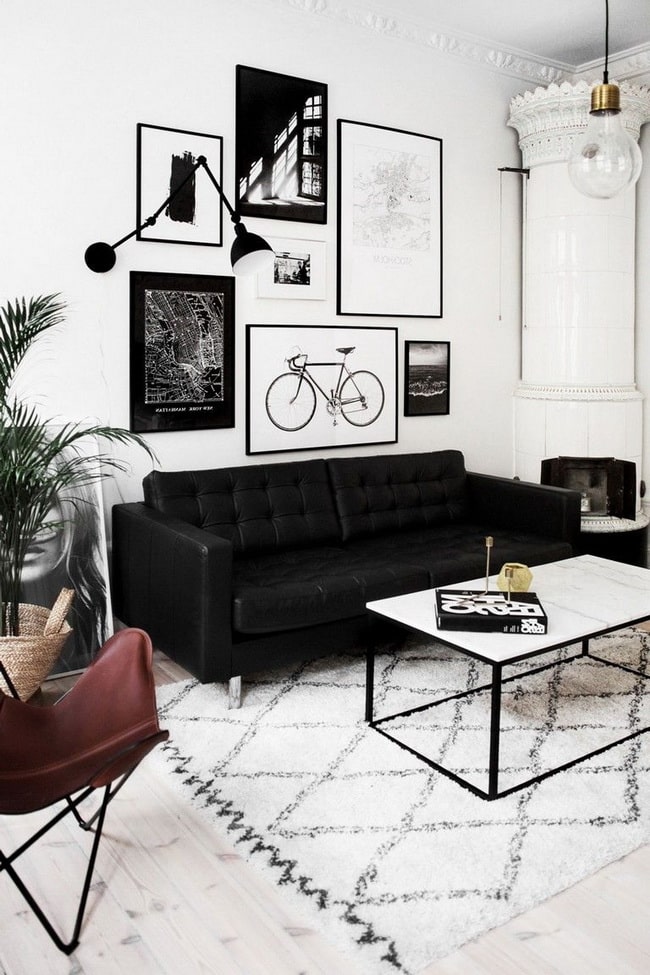 Color blanco y negro para el salón