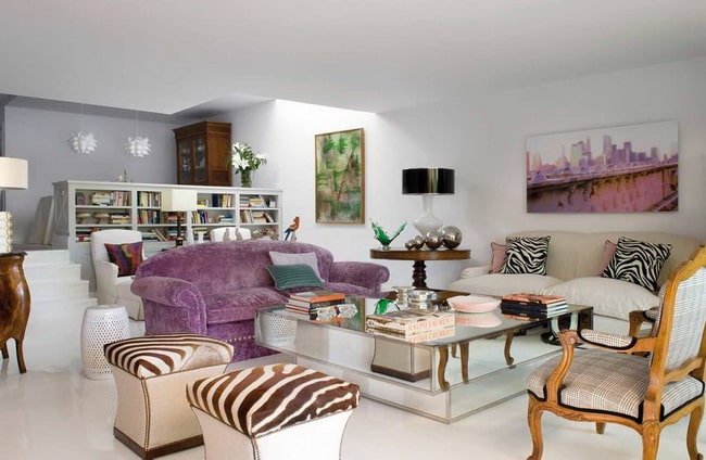 Salón con diferentes estilos decorativos