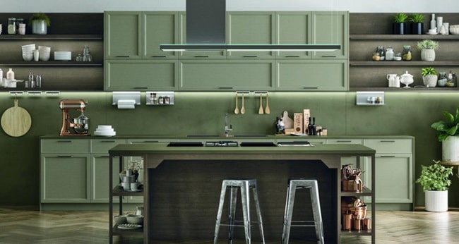 Cocina en color verde