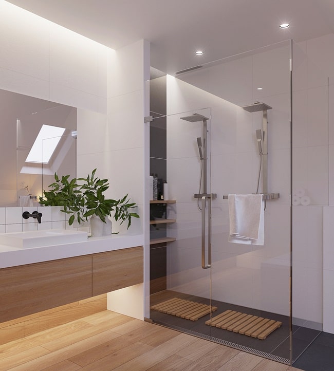 Baño moderno con ducha a ras de suelo