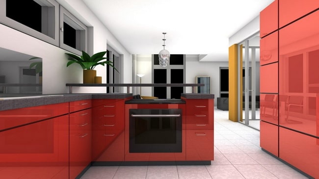 Cocina con acabado brillo