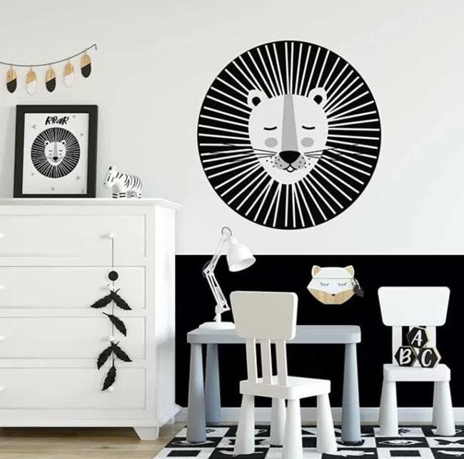 Decoración infantil en blanco y negro