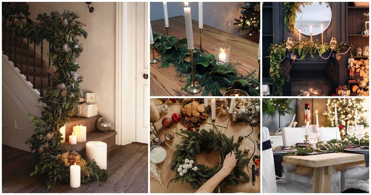 Guirnaldas botánicas para decorar la Navidad