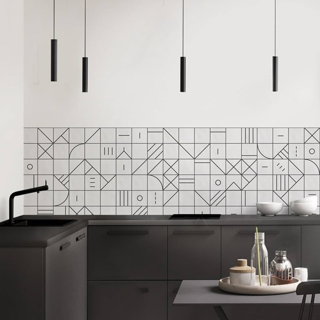 Azulejos vinílicos en frentes de cocina
