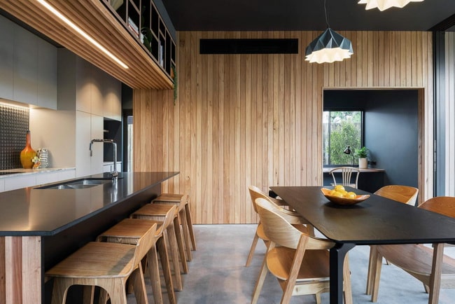 Combinación de madera y negro
