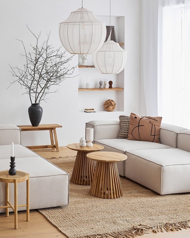Salón estilo japandi