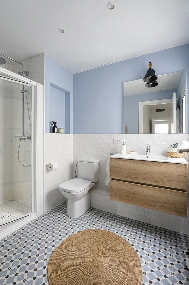 Paredes azules en baños