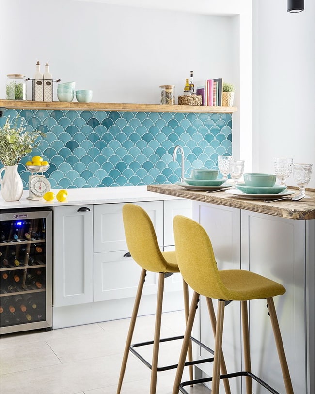 Cocinas en blanco y azul