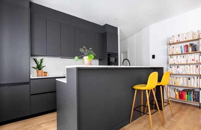 Cocinas con muebles en negro mate