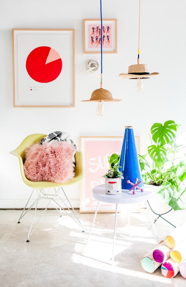 Lámparas DIY hechas con sombreros