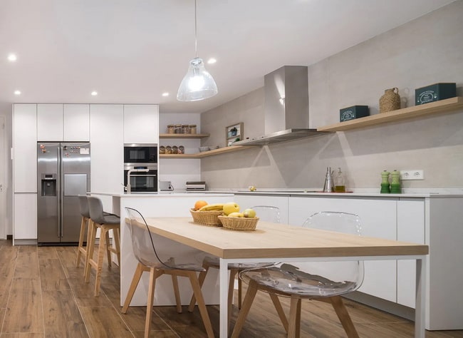 Cocina integrada al comedor