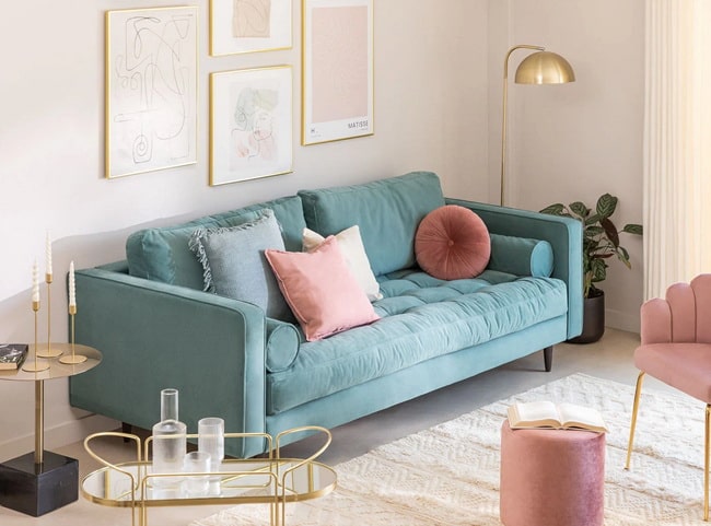 Muebles de salón en colores pastel