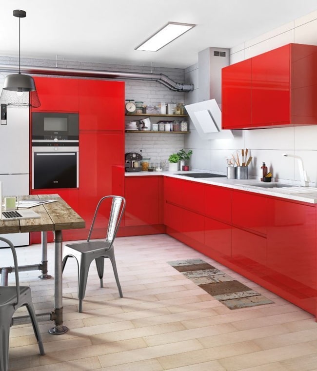 Cocina en color rojo