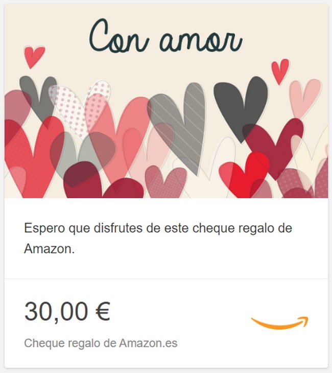 Cheque Regalo Amazon para San Valentín