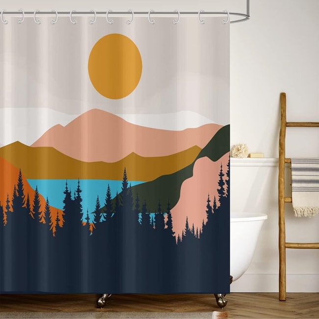 Cortinas de baño con paisajes abstractos