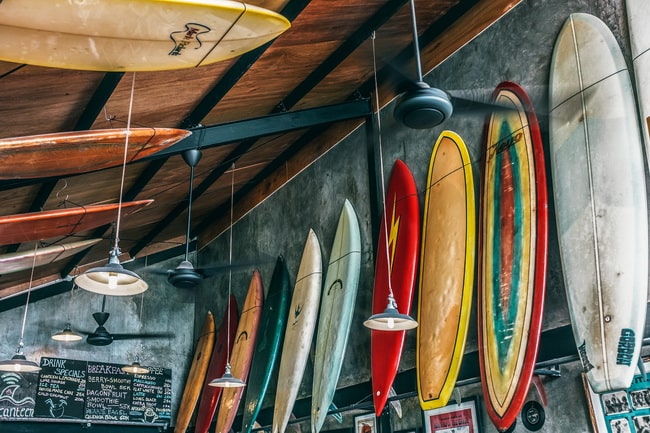 Decoración con tablas de surf