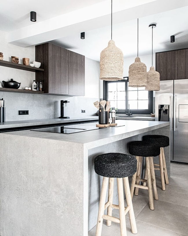 Isla de cocina en microcemento
