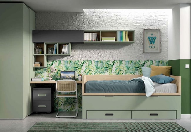 Habitación juvenil en verde