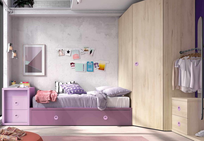 Dormitorio juvenil en lila