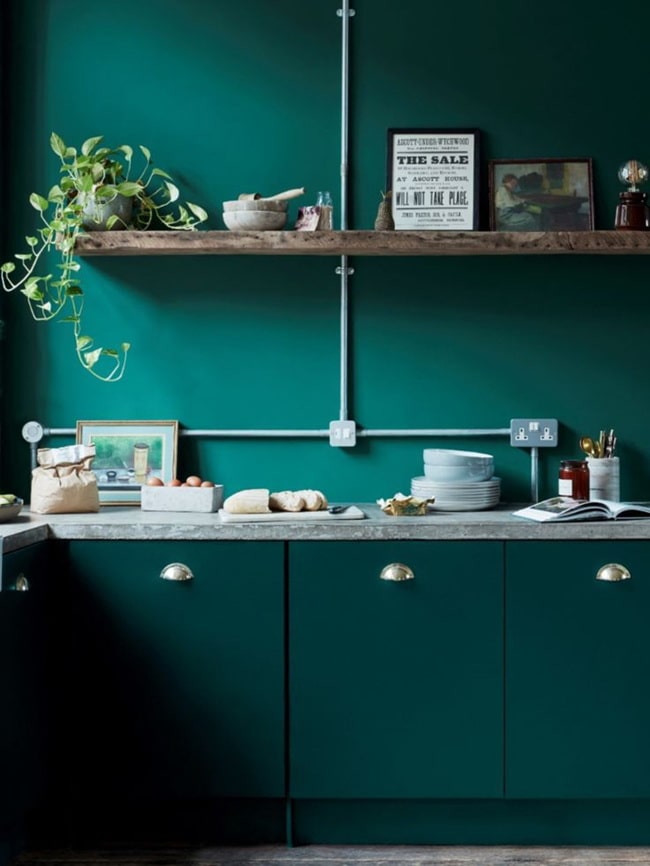 Cocina en color verde