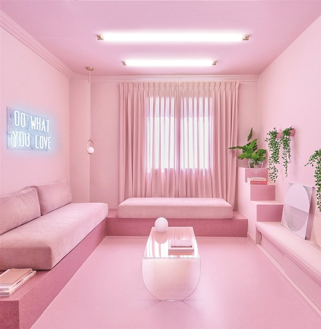 Salón el color rosa