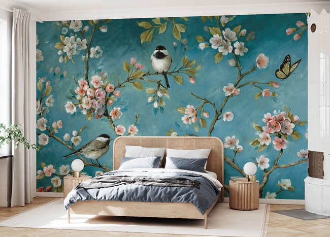 Papel de pared con diseños florales