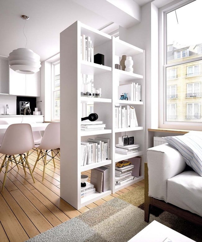 Estanterías para separar ambientes sin obras