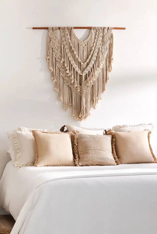 Macramé en la pared del cabecero