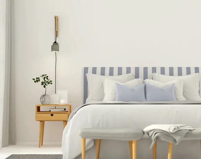 Cabecero con rayas en azul y blanco