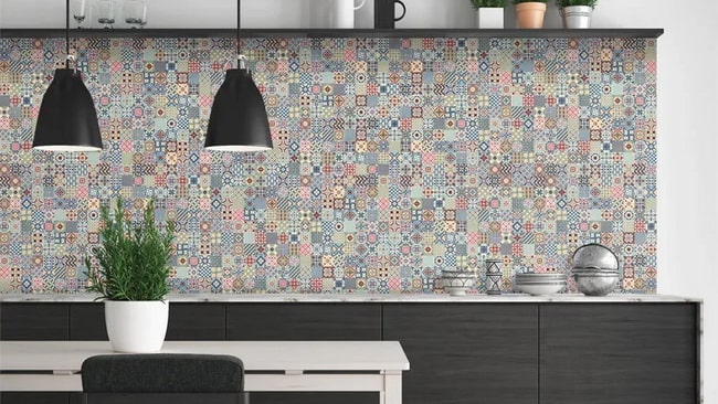 Azulejos cocina efecto patchwork colorido