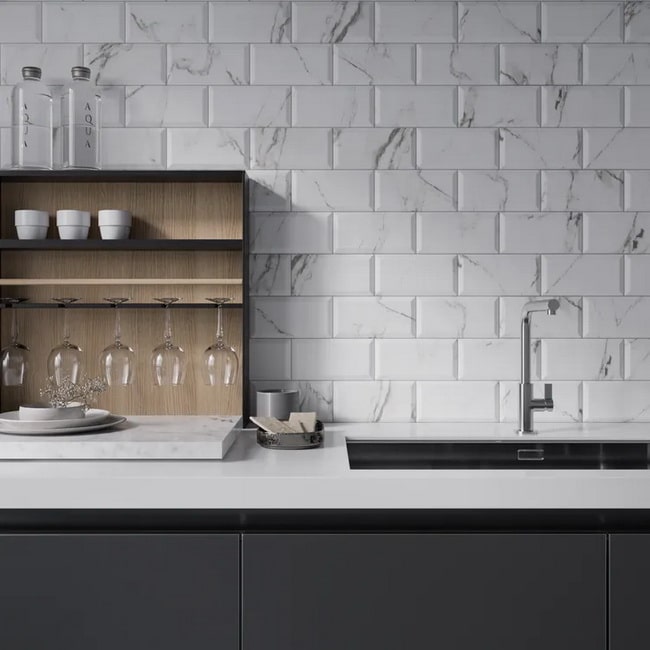 Azulejos cocina imitación mármol