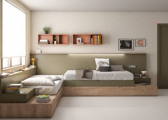 Habitaciones con dos camas en L