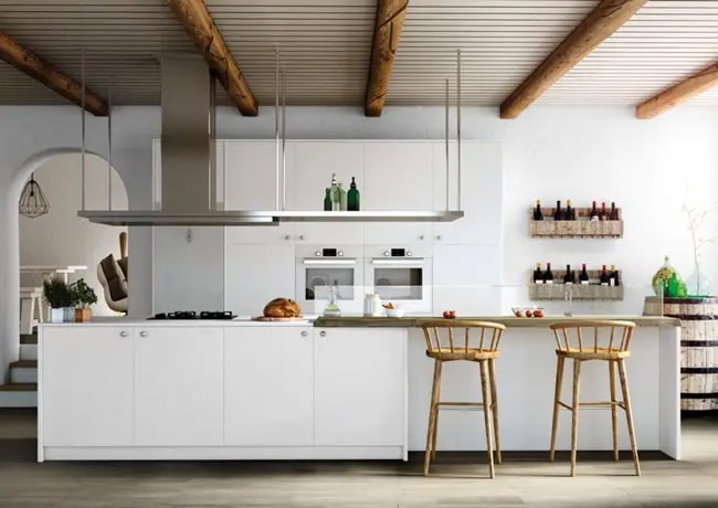 Cocinas modernas blancas con madera