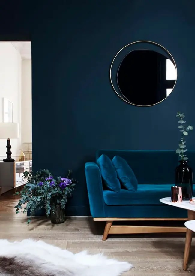 Salón en diferentes tonos de azules