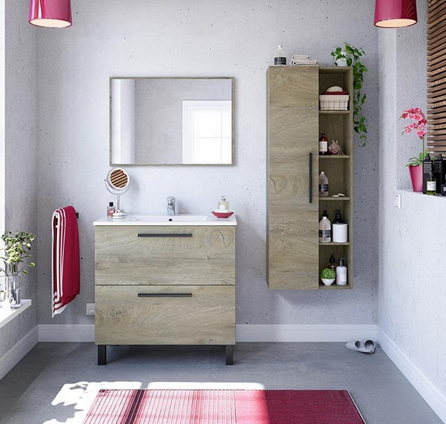 Conjunto de baño acabado madera