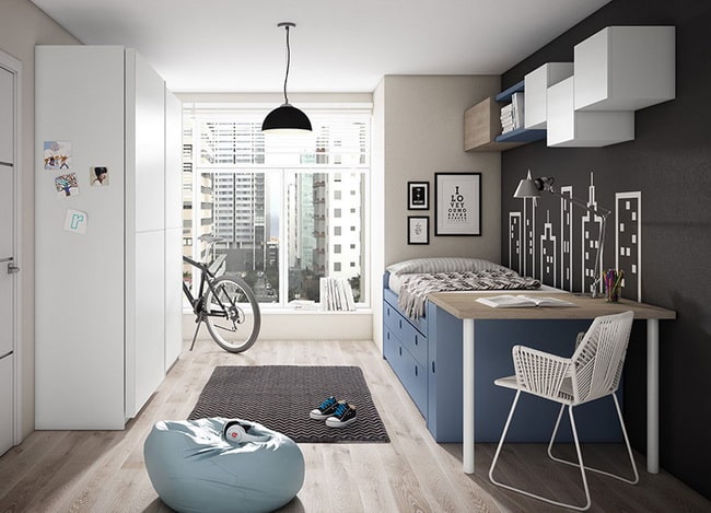 Dormitorio juvenil con estilo urbano