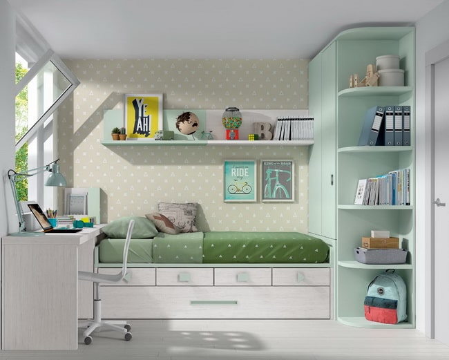 Dormitorio juvenil en color verde