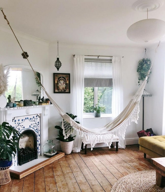 Decoración de salones con hamacas de interior