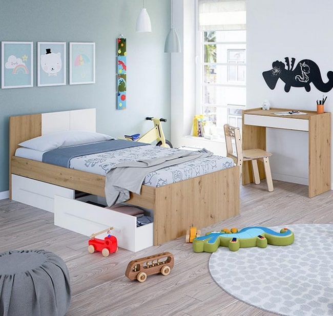 Muebles de dormitorio infantil acabado madera