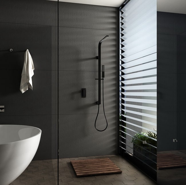 Baño moderno minimalista en color negro