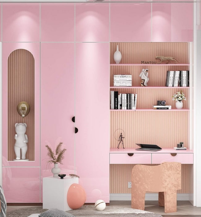 Papel adhesivo rosa para muebles