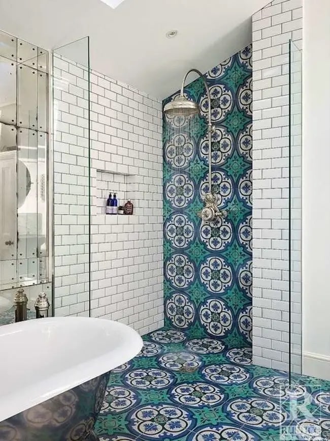 Azulejos tipo hidráulicos para la zona de ducha
