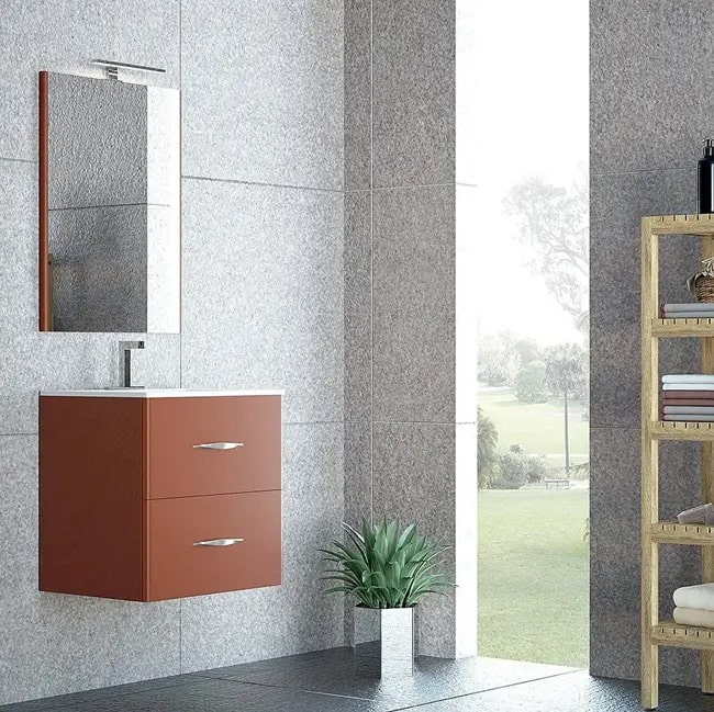 Mueble de baño color teja