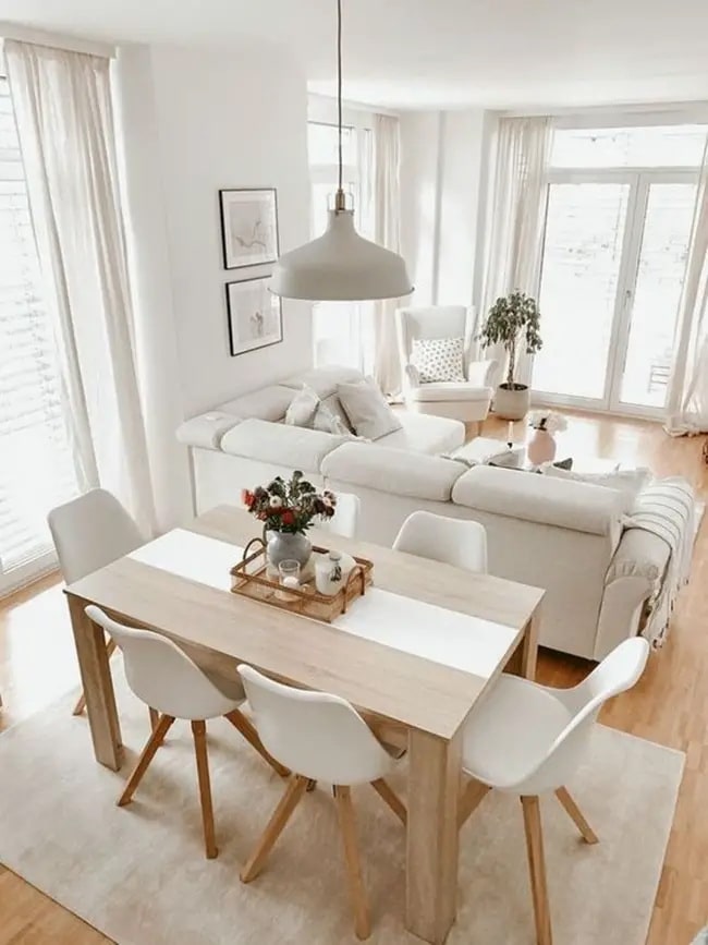 Salón comedor rectangular Decoración de salones con comedor de forma rectangular