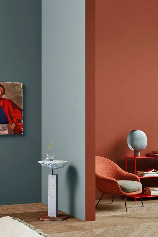 Salón en terracota y gris