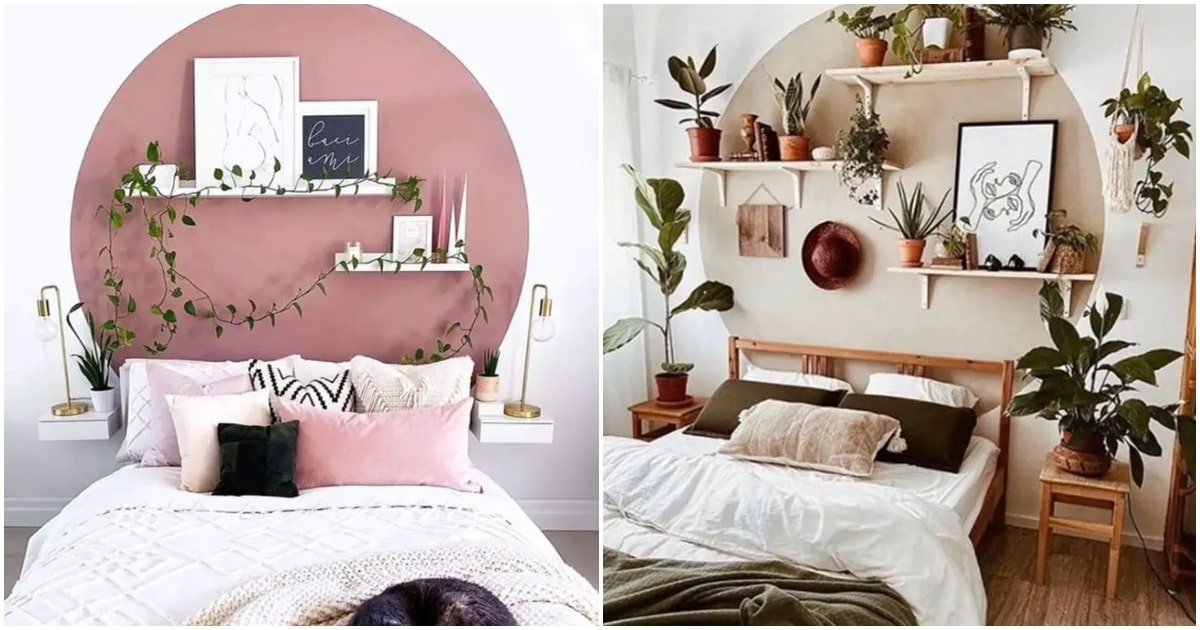 Estantes en la pared del cabecero de cama Estantes sobre la cama