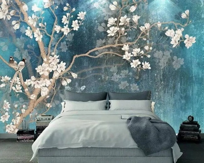 Papel pintado cabecero cama